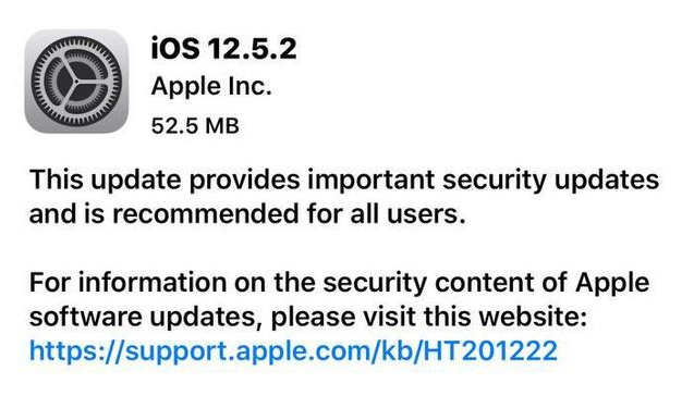 容城苹果手机维修分享iOS12.5.2发布，建议所有老苹果用户安装 